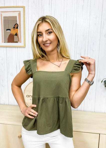 Green Peplum Light Top