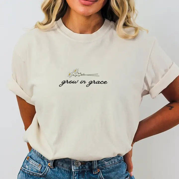 Grow In Grace Embroidered Tee