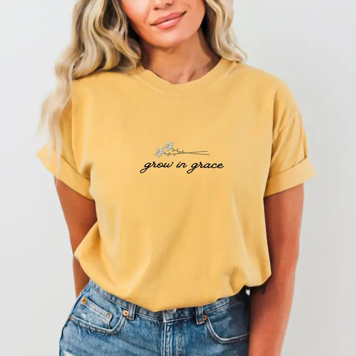 Grow In Grace Embroidered Tee