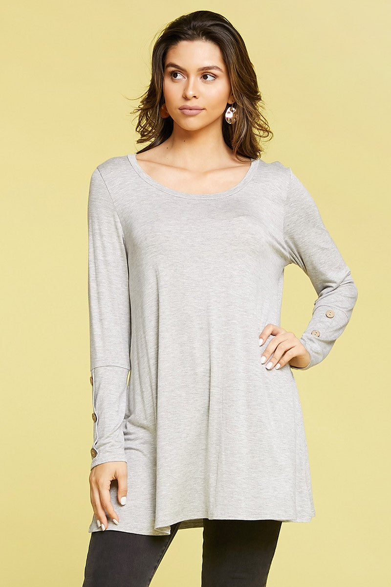 Heather Gray Button Sleeve Top