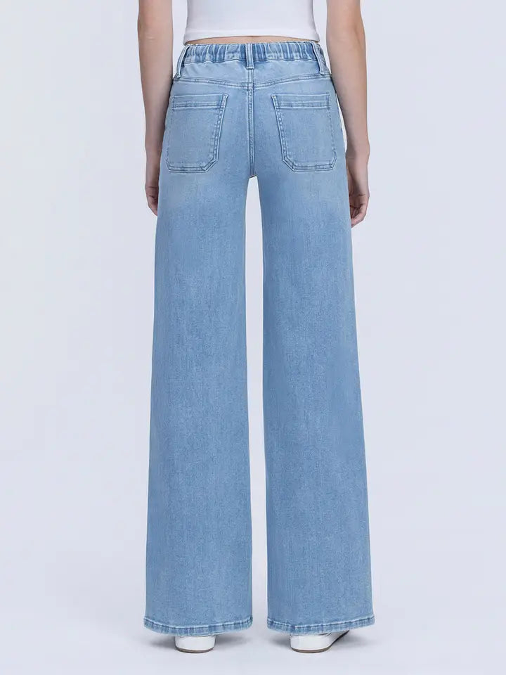 Olivia Humor High Rise Elastic Waist with Drawstring Wide Leg Vervet Jean