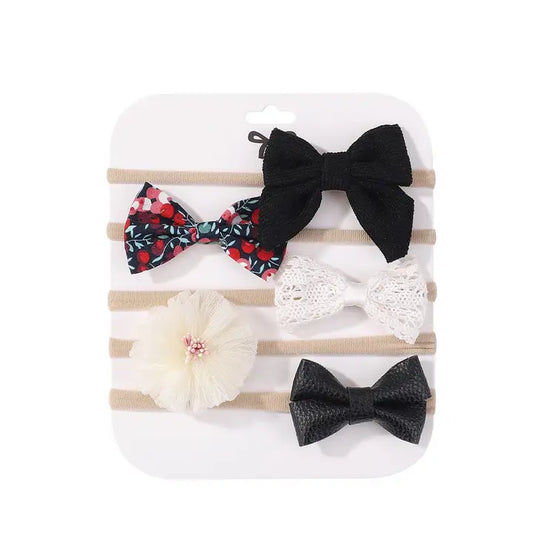 Ivory/Black Nylon Headband Set