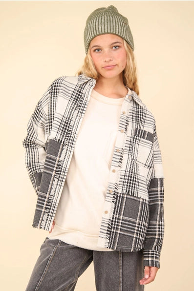 Ivory Plaid Oversized Shacket