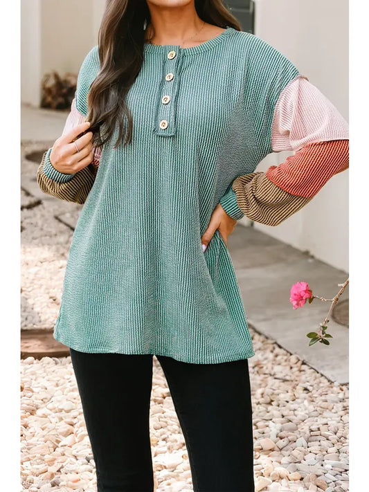 Kenlee Ribbed Color Block Top