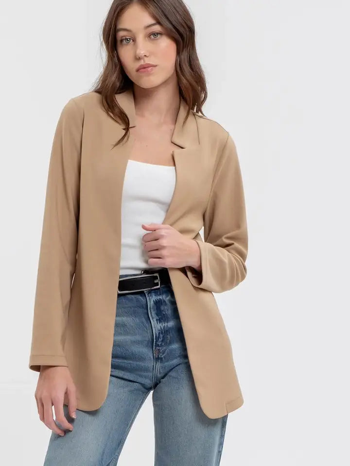 Khaki Notch Collar Blazer