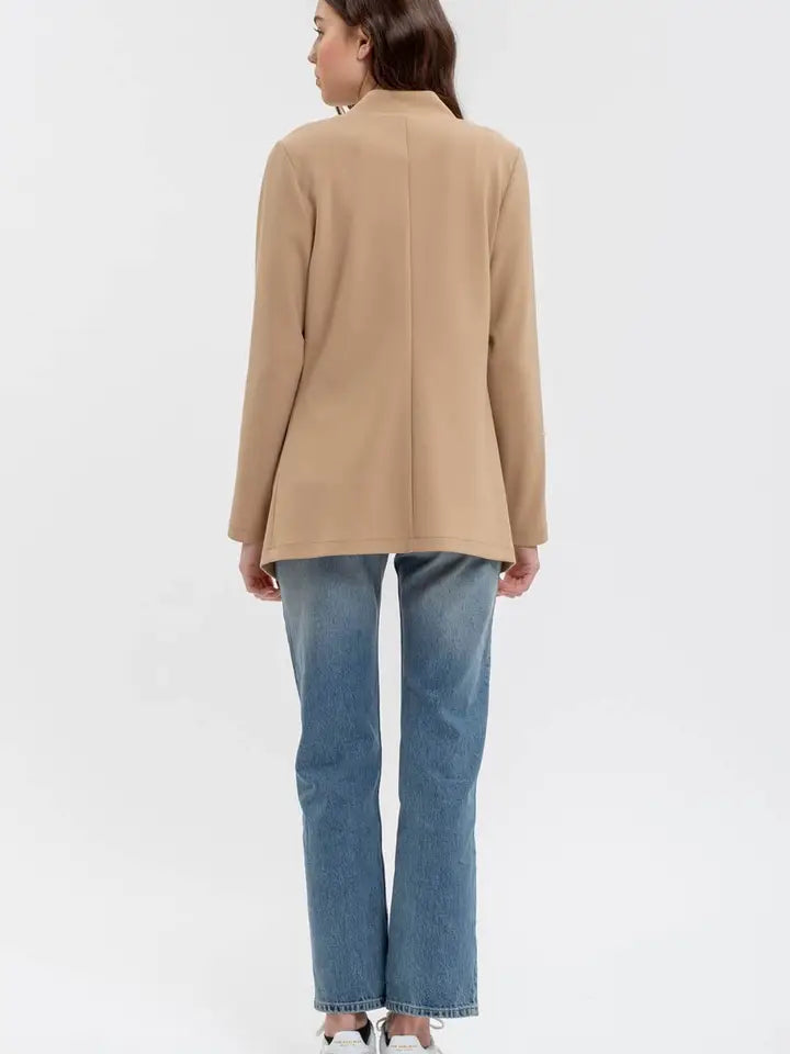 Khaki Notch Collar Blazer