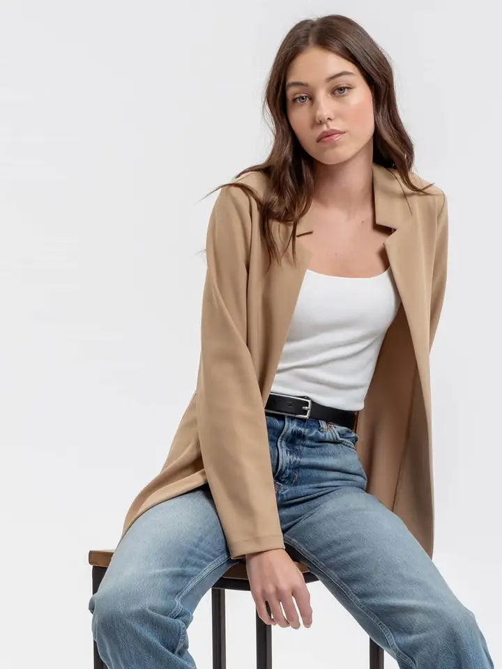 Khaki Notch Collar Blazer