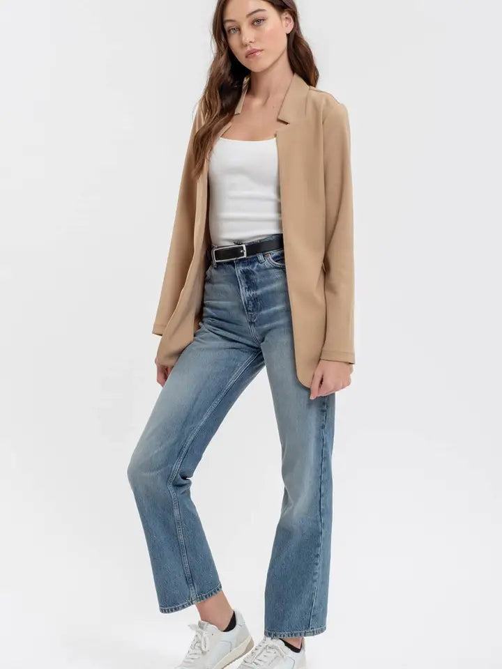Khaki Notch Collar Blazer