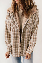Load image into Gallery viewer, Khaki Plaid Sherpa Shacket
