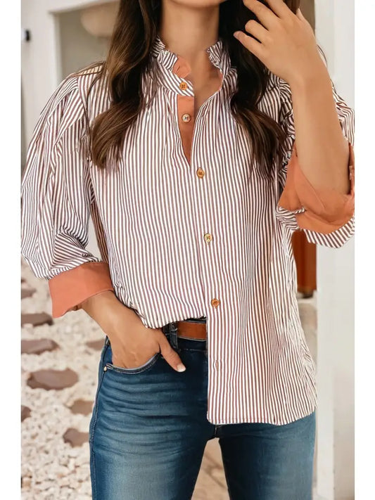 Peach Striped Button Down