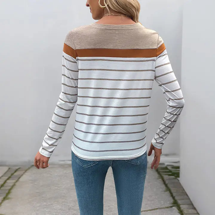 Karlee Striped Top - Khaki