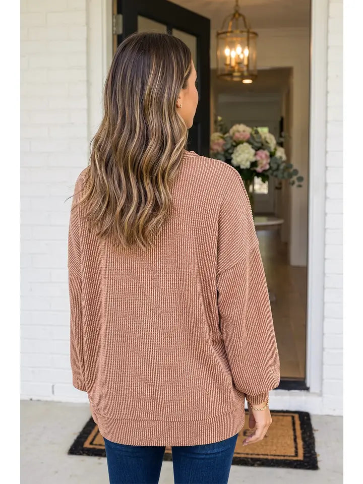 Loren Leopard Ribbed Long Sleeve Top