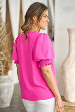 Load image into Gallery viewer, Magenta Smocked Sleeve Top
