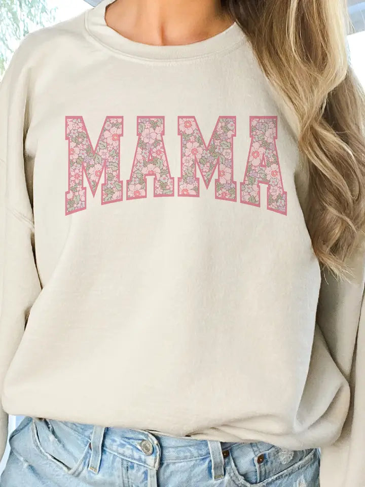 Mama Floral Crew Neck - Sand