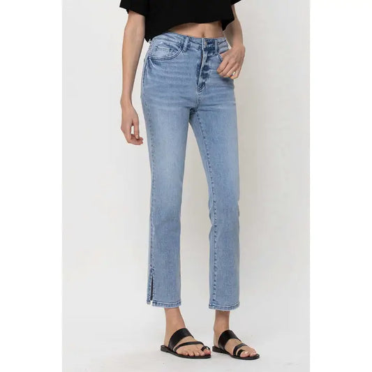 Leona Mercy Super High Rise Side Slit Straight Vervet Jean