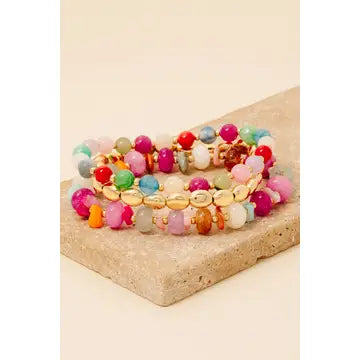 Stone and Metallic Beaded Bracelet