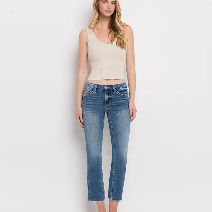 Carlene In Paris Mid Rise Slim Straight Vervet Jean