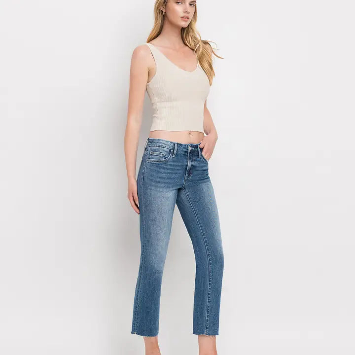 Carlene In Paris Mid Rise Slim Straight Vervet Jean