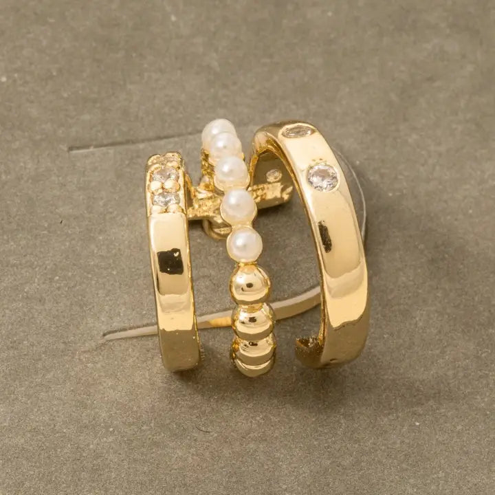 Mini Gold Pearl Hoops