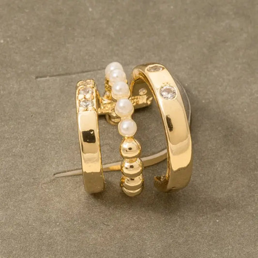 Mini Gold Pearl Hoops
