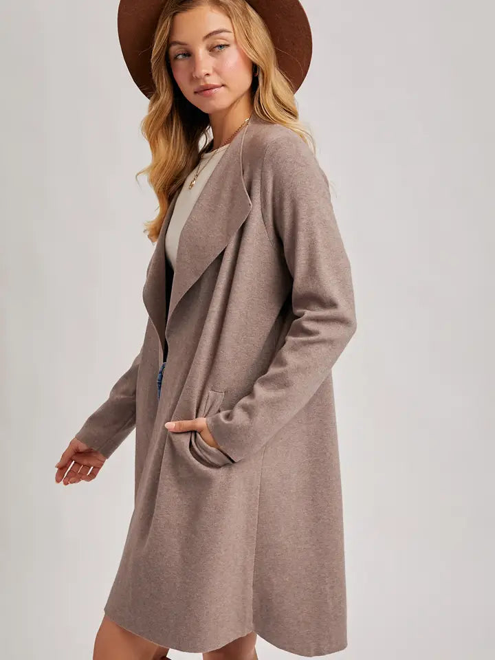 Modern Longline Cardigan - Mushroom