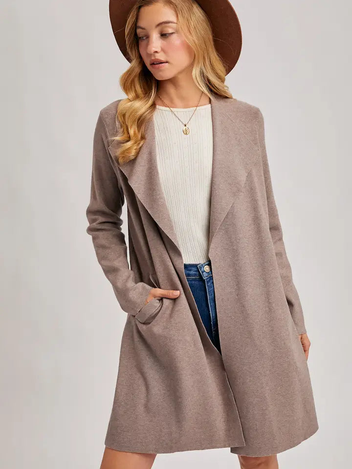 Modern Longline Cardigan - Mushroom