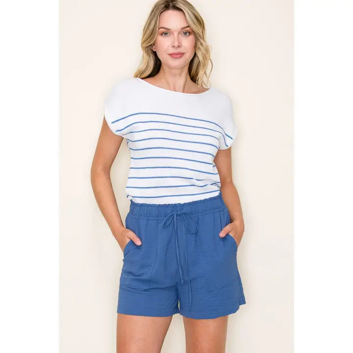 Navy Drawstring Pocket Shorts