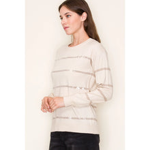 Load image into Gallery viewer, Oatmeal Beaded Striped Sweater
