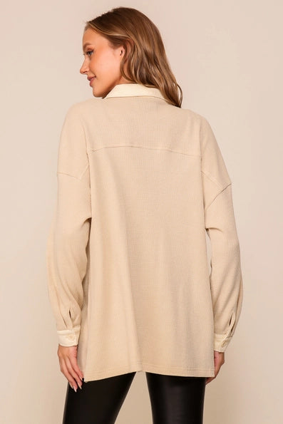 Oatmeal Waffle Knit Shacket