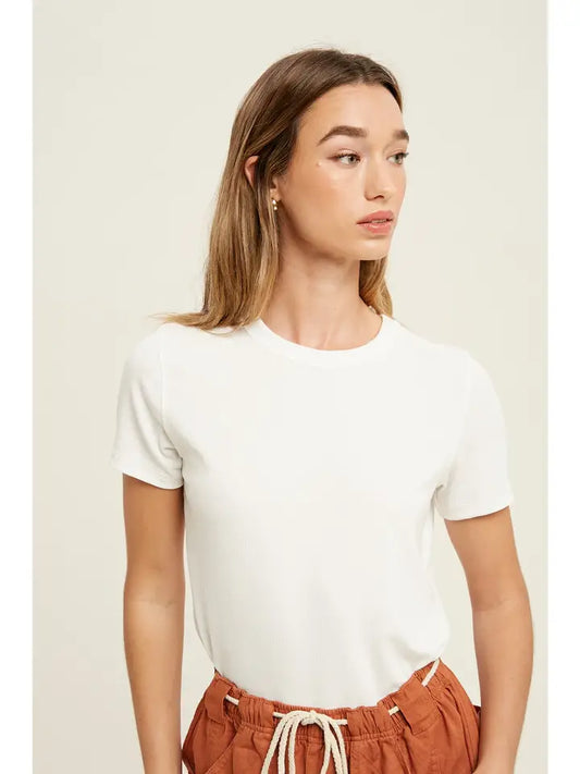 Off White Ribbed Tee