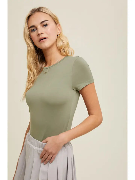 Ally Basic Knit Tee - Olive