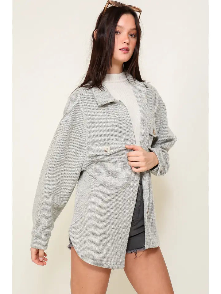 Mallory Brushed Waffle Shacket