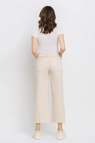 Olivia High Rise Wide Leg Crop Vervet Jean - White Swan