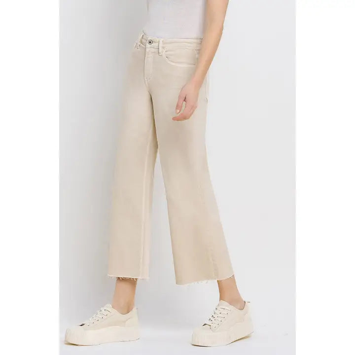 Olivia High Rise Wide Leg Crop Vervet Jean - White Swan