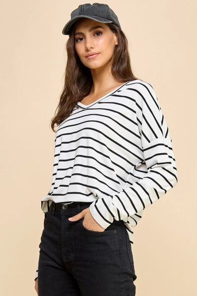 On Demand Striped Top - Black/White