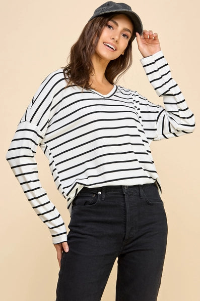 On Demand Striped Top - Black/White