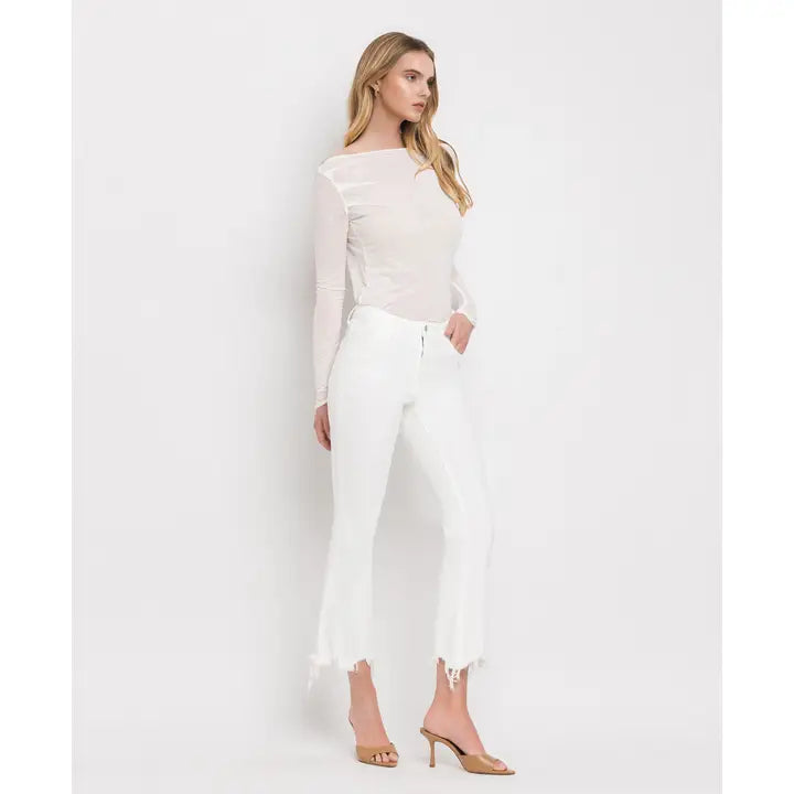 Bella Optic White High Rise Raw Hem Vervet Jean