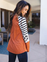 Load image into Gallery viewer, Orange Animal Print Stripe Top
