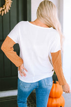 Load image into Gallery viewer, Orange Colorblock Textured Knit Top
