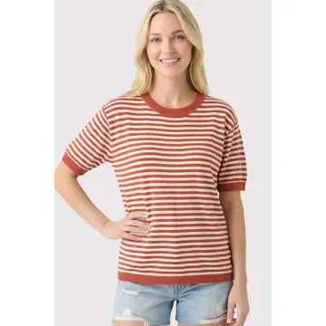 Blair Striped Sweater Top - Orange