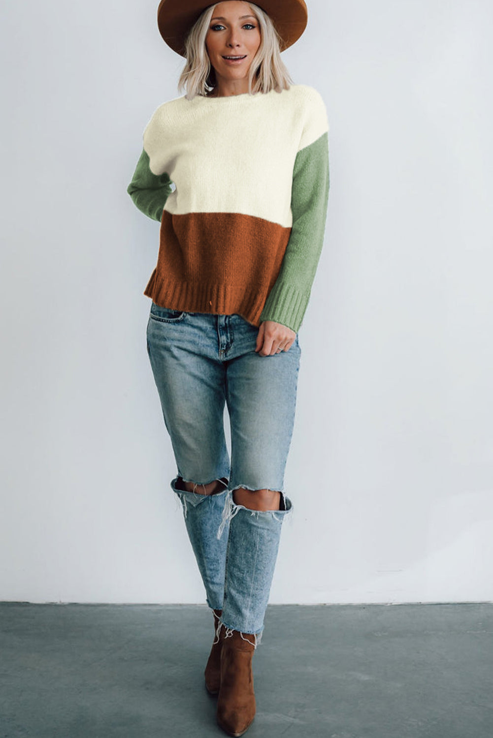 Parchment Color Block Sweater