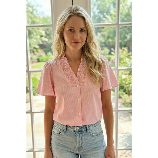 Alexa Pink Pinstriped Top
