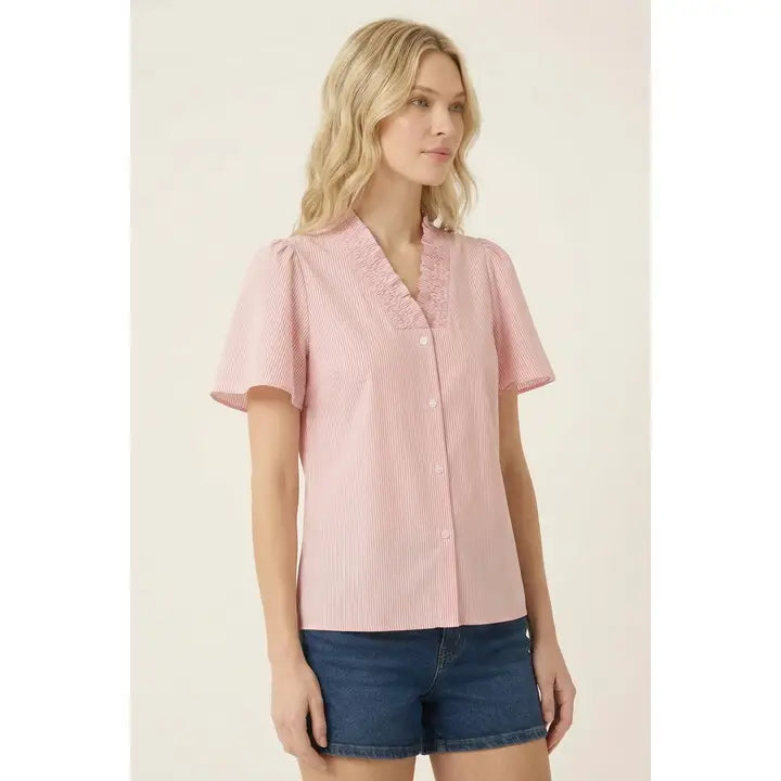 Alexa Pink Pinstriped Top