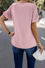 Load image into Gallery viewer, Pink Ruffle Trim Blouse
