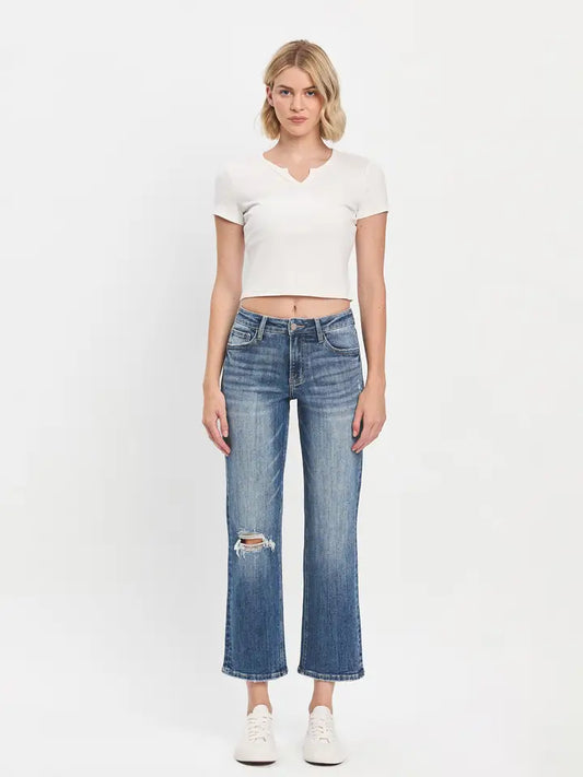 Prominent High Rise Ankle Straight Vervet Jean