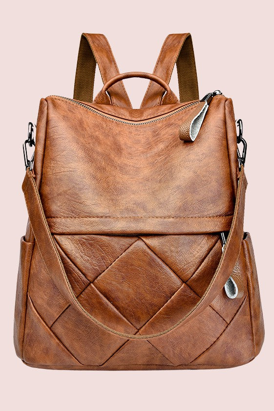 Raelynn Cognac Leather Backpack Handbag
