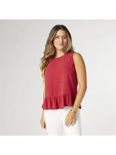 Load image into Gallery viewer, Raven Red Peplum Top with Back Buttons
