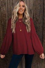 Load image into Gallery viewer, Red Dahlia Puff Sleeve Blouse
