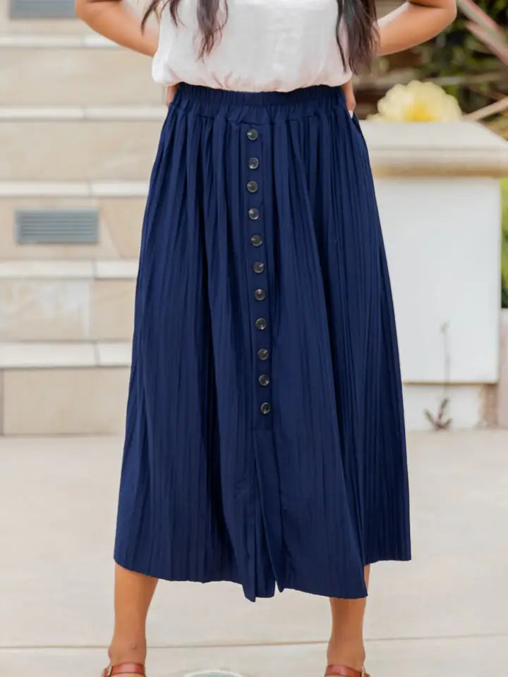 Reed Pleated Midi Skirt