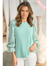 Load image into Gallery viewer, Sage Dotted Leave Blouse - Curvy
